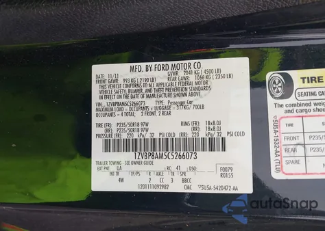 2012 Ford Mustang V6 Premium from USA, damaged, VIN 1ZVBP8AM5C5266073